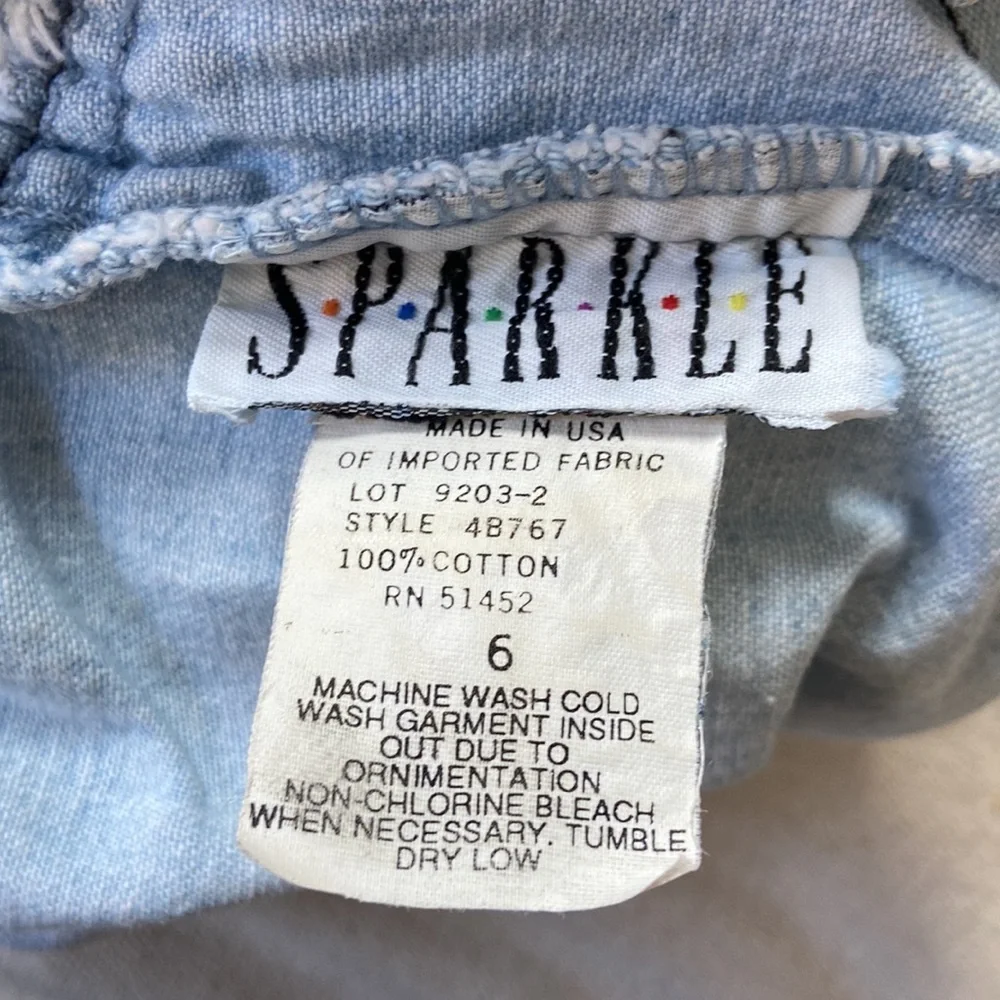 VINTAGE 80s 90s Skirt Denim Lace Grunge 6 Kids Dress Roses Light Wash Acid Mini